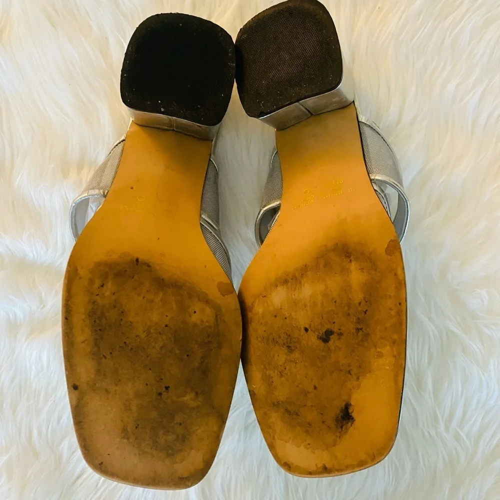 Prima Royale silver mesh slip on sandals, Sz. 9